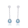 Genevive Sterling Silver Topaz Cubic Zirconia Drop Earrings In Silver