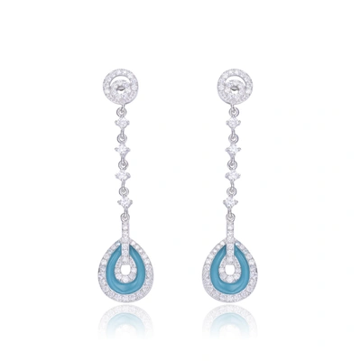 Genevive Sterling Silver Topaz Cubic Zirconia Drop Earrings