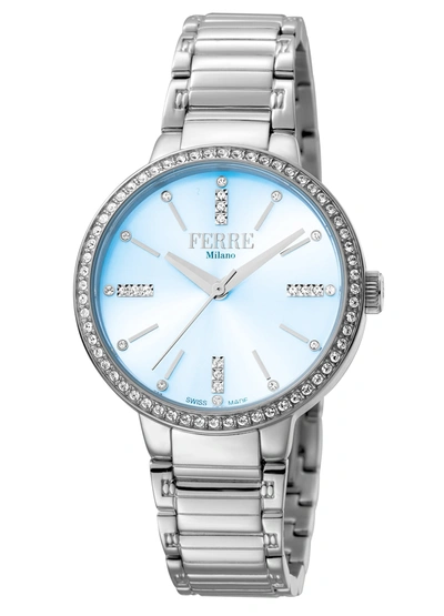 Ferre Milano Ladies Watch Fm1l084m0051 In Blue / Mother Of Pearl / Silver