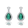 GENEVIVE GENEVIVE Sterling Silver Emerald Cubic Zirconia Teardrop Earrings