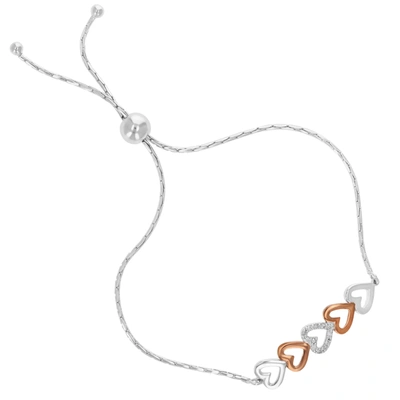 Vir Jewels 1/10 Cttw Diamond Bolo Bracelet Rose Gold Plated Over .925 Sterling Silver Heart