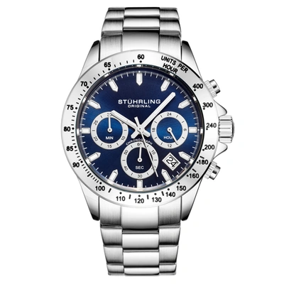 Stuhrling Original Ultima Quartz 42mm Chronograph In Blue