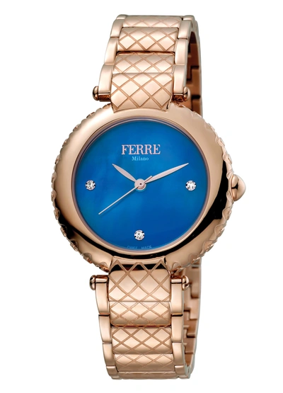 Ferre Milano Women's Silver,.inner White Mop Dial Stainless Steel Watch In Gold