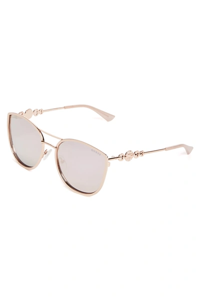 Guess Factory Cat Eye Metal Sunglasses In White