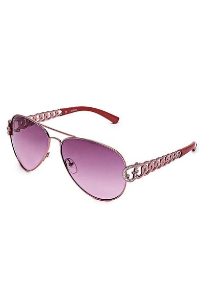 Guess Factory Chain-link Aviator Sunglasses In Purple
