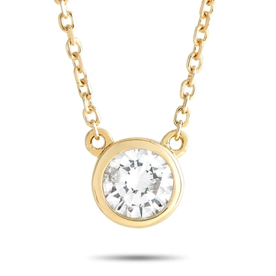 Non Branded Lb Exclusive 14k Yellow Gold 0.25ct Diamond Solitaire Necklace In Silver