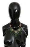 DOLCE & GABBANA Dolce & Gabbana  Leaves Brass Crystal Flower Pendant Women's Necklace