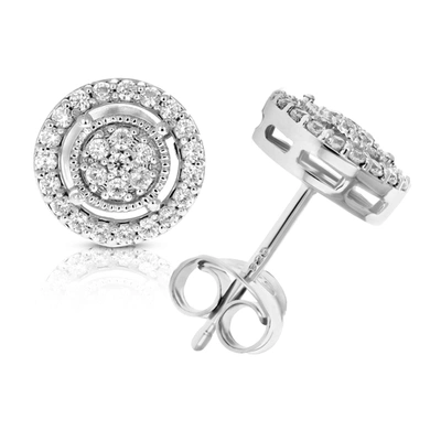 Vir Jewels 3/8 Cttw Round Diamond Stud Earrings In .925 Sterling Silver With Rhodium