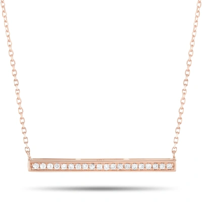 Non Branded Lb Exclusive 14k Rose Gold 0.10ct Diamond Bar Necklace