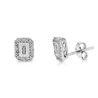 Vir Jewels 1/10 Cttw Diamond Earrings In .925 Sterling Silver Push Backs Emerald Shape