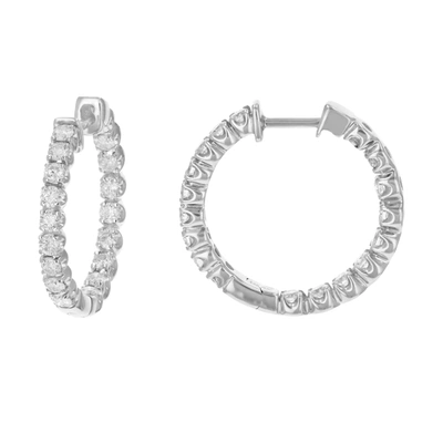 Vir Jewels 2 Cttw Diamond Inside Out Hoop Earrings 14k White Gold Round Prong Set 1 Inch In Silver