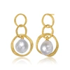Genevive Sterling Silver Gold Plated Freshwater Drop Pearl Open Earrings In Silver