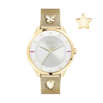 Furla Women's Pin Silver Dial Stainless Steel Watch In Gold