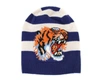 GUCCI Gucci Men's Striped Wool Knit Beanie Hat With Tiger Head M / 58