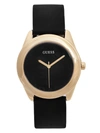 Guess Factory Black And Gold-tone Silicone Logo Watch