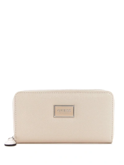 Guess Factory Abree Zip-around Wallet In Beige