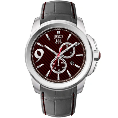 Jivago Gliese Maroon Dial Black Leather Mens Watch Jv1516 In Black / Maroon