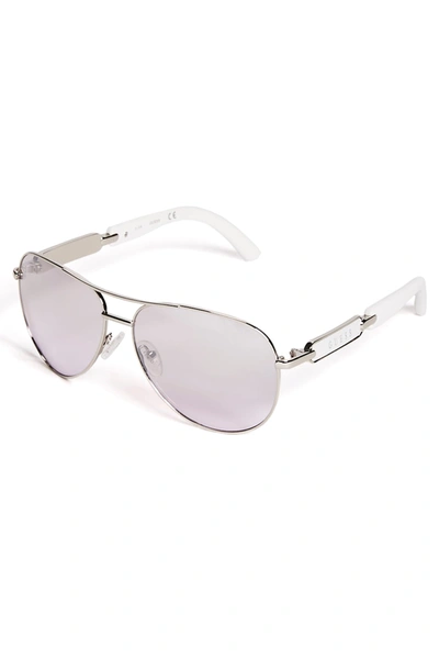 Guess Factory Classic Aviator Sunglasses In White