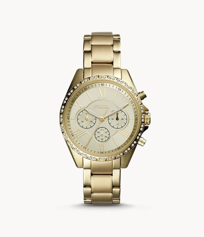 Fossil Women's Modern Courier Chronograph, Gold-tone Stainless Steel Watch In Beige
