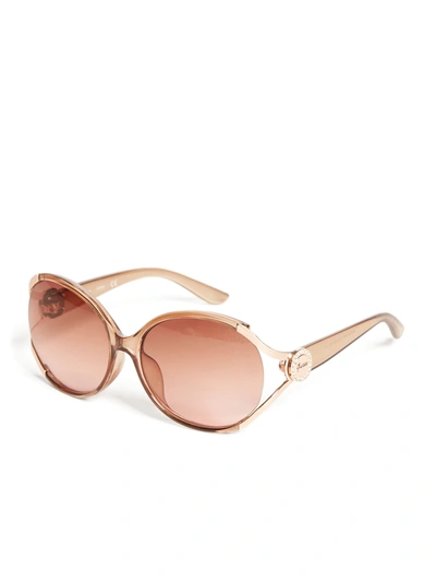 Guess Factory Script Logo Plastic Sunglasses In Pink