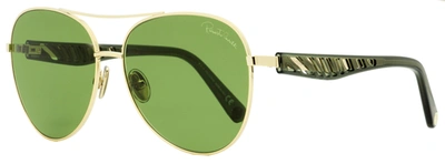 Roberto Cavalli Women's Pilot Sunglasses Rc1108 32n Gold/transparent Gray 61mm In Green