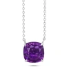 Nicole Miller Sterling Silver With 8mm Cushion Cut Gemstone Necklace, 18" In Purple