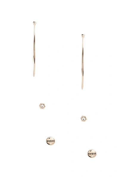 Guess Factory Gold-tone Logo Hoop And Stud Earrings Set