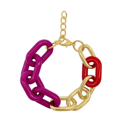 Adornia 14k Plated Oversized Link Bracelet In Pink