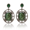 BAVNA Bavna Sterling Silver, Emerald 35.22ct. tw. And Diamond 4.90ct. tw. Drop Earrings
