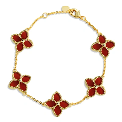 SAVVY CIE JEWELS 18K GOLD VERMEIL FLOWER BRACELET