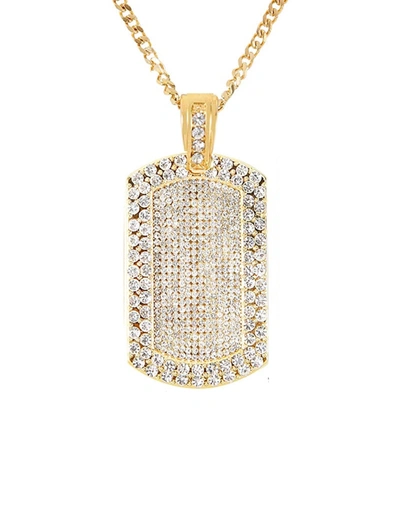Stephen Oliver 18k Gold Cz Tag Necklace In Silver