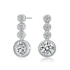 Genevive Sterling Silver Bezel Set Three Tier Drop Earrings In Silver