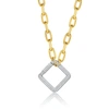 Genevive 14k Over Silver Cz Elegant Chain Glitterings Triangle Pendant In Gold