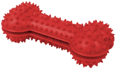 Pet Life 'denta-bone' Tpr Treat Dispensing And Dental Cleaning Durable Dog Toy In Red