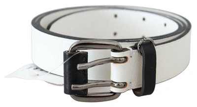 Costume National Genuine Leather Buckle Waist Women's In White