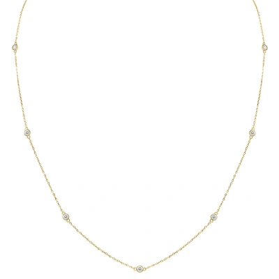 Monary 1/2 Carat Tw Bezel Set Diamond Station Necklace In 14k Yellow Gold In White