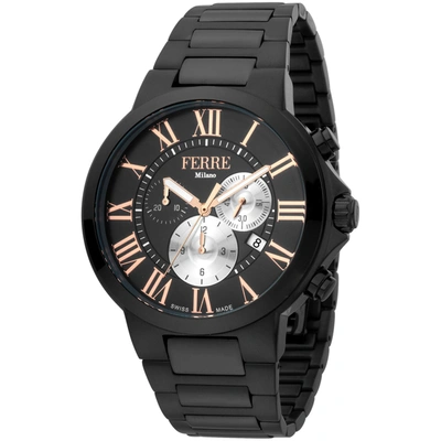 Ferre Milano Classic Mens Chronograph Quartz Watch Fm1g177m0071 In Black / Gold Tone / Rose / Rose Gold Tone