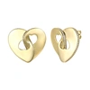 RACHEL GLAUBER RG LARGE 14K GOLD PLATED WITH DIAMOND CUBIC ZIRCONIA MODERN ABSTRACT FLOWER STUD EARRINGS
