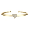 RACHEL GLAUBER RG 14K GOLD PLATED WITH DIAMOND CUBIC ZIRCONIA HEART PAVE OPEN CUFF BANGLE BRACELET