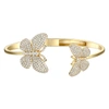 RACHEL GLAUBER RG 14K GOLD PLATED WITH DIAMOND CUBIC ZIRCONIA FRENCH PAVE BUTTERFLY OPEN CUFF BANGLE BRACELET