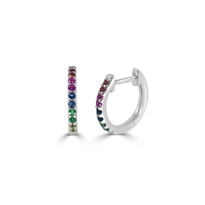 Sabrina Designs 14k 0.18 Ct. Tw. Multicolored Sapphire Huggie Earrings In White