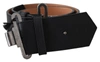 Ermanno Scervino Black Leather Vintage Military Buckle Waist  Belt In Black