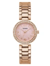 Guess Factory Rhinestone Rose Gold-tone Analog Watch In Beige