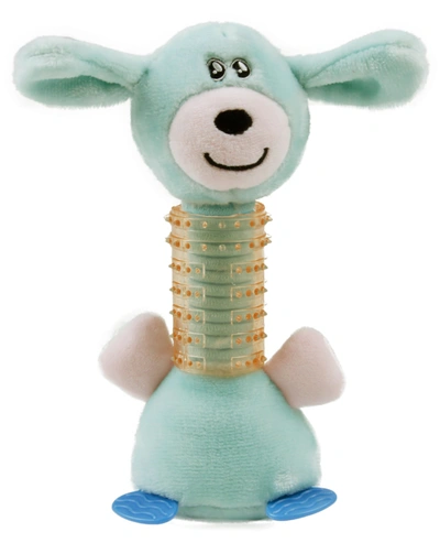 Pet Life Totty Chew Plush And Rubber Squeaking Ne In Blue