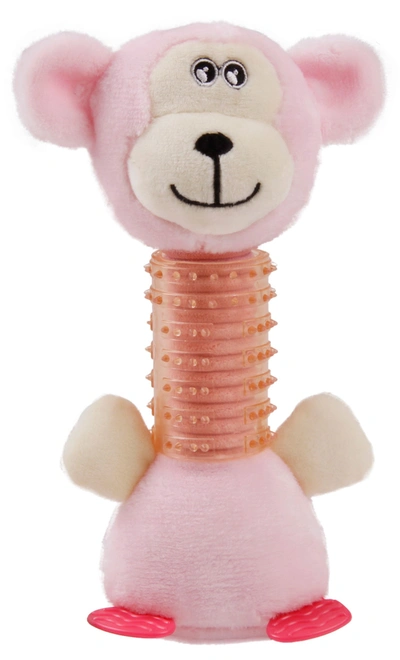 Pet Life Totty Chew Plush And Rubber Squeaking Ne In Pink
