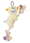 Pet Life Broom Lick Plush And Jute Rope Squeakin In Yellow
