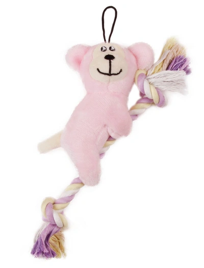 Pet Life Broom Lick Plush And Jute Rope Squeakin In Pink