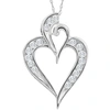 Pompeii3 10k White Gold 1/2ct Tw Real Diamond Heart Pendant Necklace 1" Tall In Silver