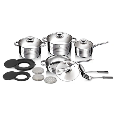 Berlinger Haus Blaumann 15-piece Stainless Steel Cookware Set Blauman Collection In Grey