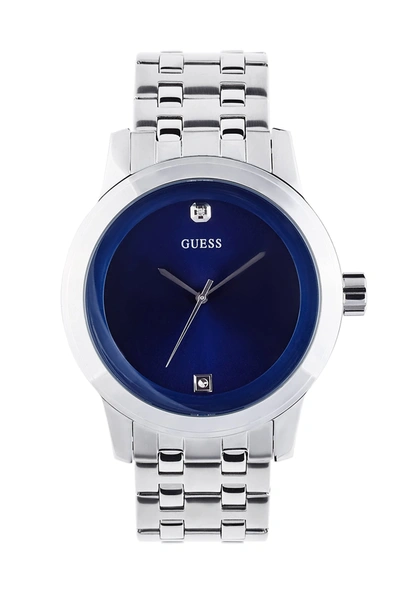 Guess Factory Blue And Silver-tone Diamond Dress Watch